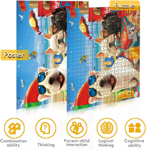 500 Pieces Jigsaw Puzzle for Adults and Kids Big Size Gift Idea Happy Dog (Sunbath 1)...