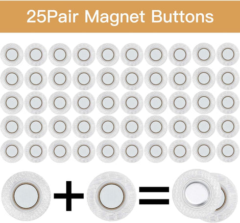 25 Pairs Mini Invisible Sew Magnetic Snap PVC Round Shape Hidden Purse Closure Fastener Snap for Kids Clothing Clasp Baby Bib Diapers Accessories ...