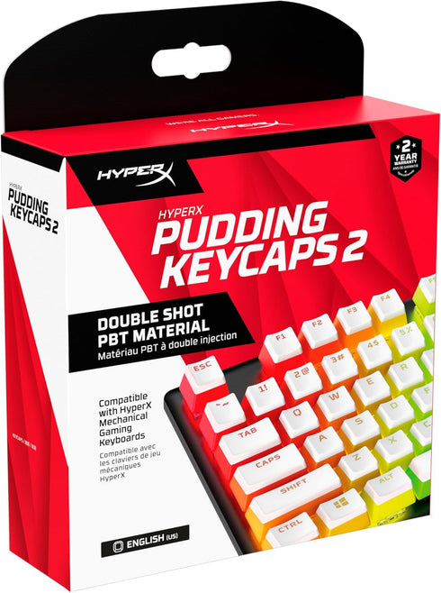 HyperX Pudding Keycaps 2 - Full Key Set - PBT - 112 Keys -White...