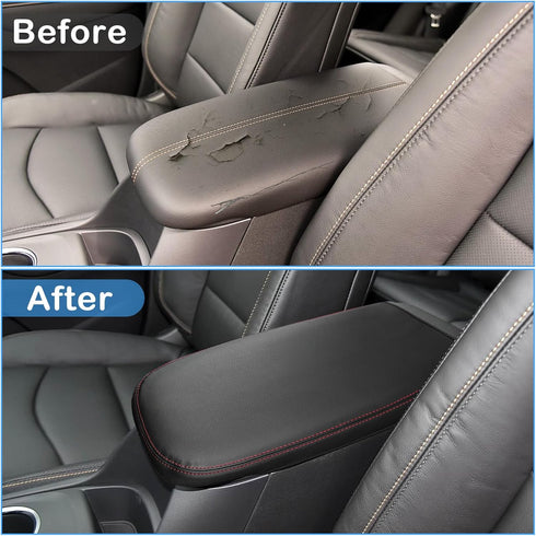 QianBao Compatible with Chevrolet Equinox 2018-2023 /GMC Terrain 2017-2023 Leather Armrest Box Center Console Cover Red Line...