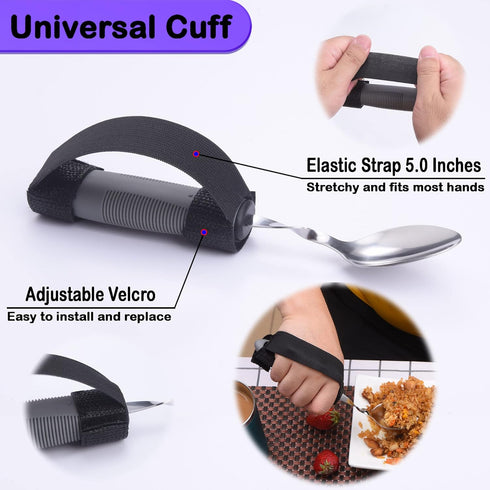 Weighted Parkinsons Utensils for Hand Tremors, Weighted Silverware for Parkinsons Patients Arthritic Hands, Built Up Utensils for Adults, Adaptive...