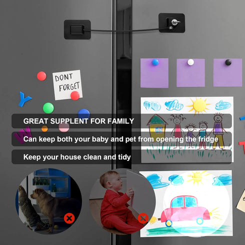 Secure Your Refrigerator and Cabinets with 2 Pcs Fridge Lock(4 Key) – Refrigerator Lock – Child and Adult Safety Locks with Keys for Pantry, Freez...