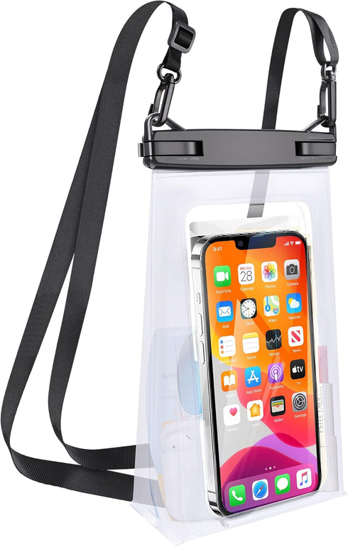 Large Waterproof Phone Pouch Universal Phone Waterproof Case for iPhone 15 14 13 12 Pro Max Galaxy S22 S21 IPX8 Water Proof Dry Bag with Wide Lany...