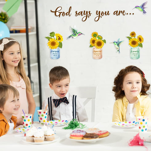 28 Pcs Sunflower Cutouts Spring Bulletin Board Decoration Classroom Wall Decor Spring Wall Art You are My Sunshine Set Bee Party Hummingbird Inspi...