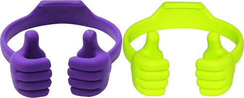 HONSKY Thumbs-Up Phone Stand for Tablets, E-Readers and Smart Phones – Green/Purple – 2 Count...