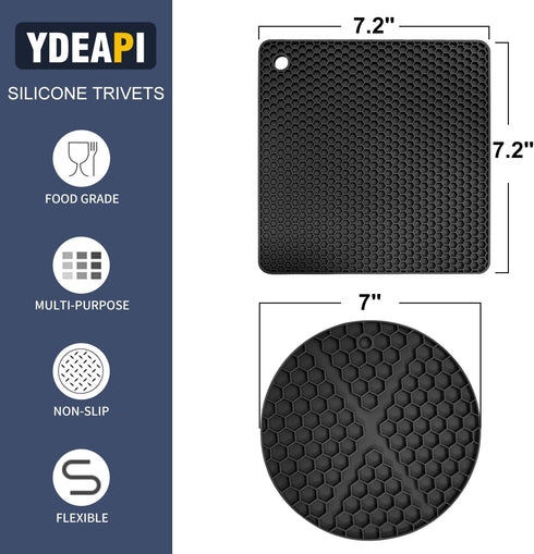 Silicone Trivet, Trivets for Hot Dishes, Multi-Purpose Pot Holders, Heat Resistant Hot Pads for Kitchen, Silicone Trivets for Hot Pots and Pans, Q...