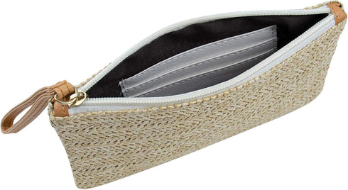 AUEAR, Women's Hand Wrist Type Straw Clutch Bag Bohemian Summer Beach Sea Handbag Purse Zipper Wristlet...