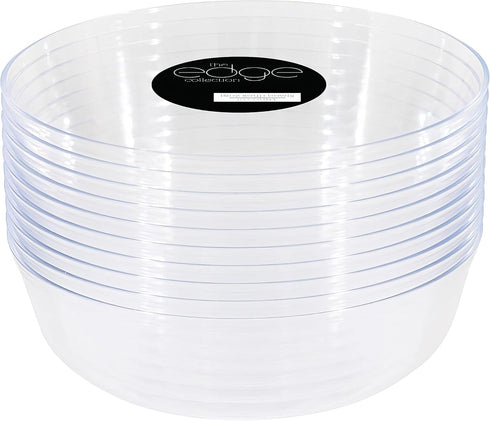 Blue Sky Edge Clear Bowls - 16 oz (10 Count) Disposable Round Plastic Bowls for Parties, Events & Special Occasions...