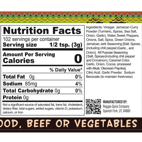 REGGAE SPICE Jamaican Curry Jerk Seasoning Authentic Wet Rub Marinade Sauce - Perfect for Beef, Pork, Chicken, Seafood, and Vegetables - 11 OZ, Sw...