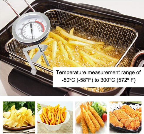 Efeng15“ Long cooking thermometer for oil or candy (2 Pack) with Pot Clip, 2" Dial Instant Read Turkey/Candy/Oil Thermometer for Frying,Cooking of...