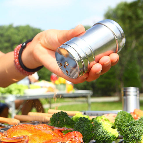 Seasoning Bottle Outgeek 3Pcs Shaker Spice Bottle Airtight Spice Shaker with Top Rotatable Seasoning Shaker Kitchen Gadget (Silver)...