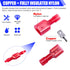Twidec/100PCS Nylon Spade Connectors Kit 22-18 Gauge Quick Disconnect Fully Insulated Male and Female Wire Spade Terminal Assortment Kit Red N-025...