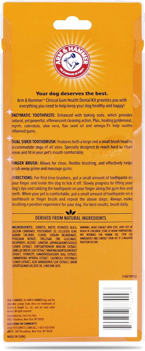 Arm & Hammer for Pets Clinical Care Dental Gum Health Kit for Dogs | Contains Toothpaste, Toothbrush & Fingerbrush | Soothes Inflamed Gums, 3-Piec...
