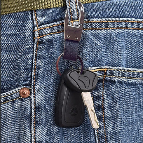 WeiFan Leather Valet Key Chain,Key Ring Holder, Heavy Duty Hardward Belt Clip Key Ring-2pack (Chrome)...
