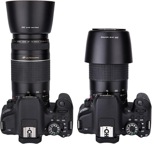 Reversible Lens Hood Shade Protector for Canon EF 75-300mm f/4-5.6 III USM & EF-S 55-250mm f/4-5.6 is II Lens Replaces ET-60 On Canon EOS 5D Mark ...
