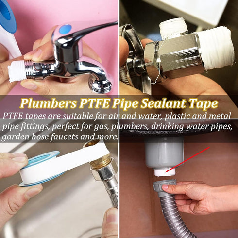5 Rolls Premium Plumbers Tape, Teflon Tape, Plumbing Tape, Thread Seal Tape for leaks, PTFE Tape, Shower Head, Waterproof Pipe Sealant Tape, Water...