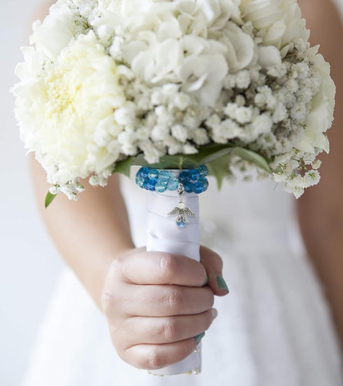 An Angel For The Bride Something Blue and Silver Tone 1 x 1 Zinc Metal Bouquet Charm...