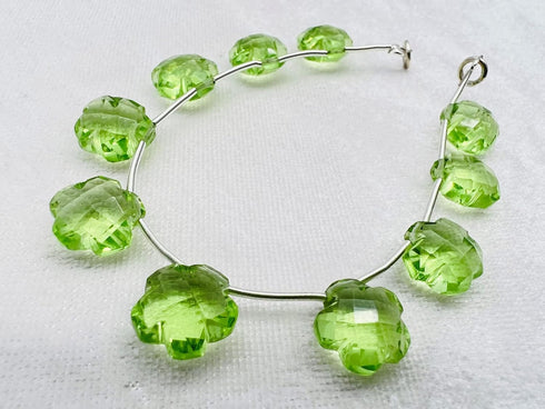 1 Strand Prehnite Quartz 10 Piece Beads Size 10mm Flower Shape Cut Carved Faceted Beads for Jewellery Making, Beading & Craft Supplies Flower_06...