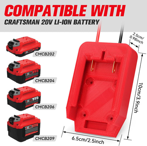 Ecarke Power Wheels Adapter for Craftsman 20V Dock Power Connector 12 Gauge Robotics RC Toy & Car,e-Bike(with Wire Terminals & 30A Fuse)...