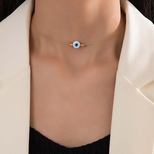 Boho Evil Eye Choker Necklace Vintage Evil Eye Necklace Choker Gold Demon Eye Necklace Chain Blue Eye Necklace Chain Protection Necklace Jewelry f...