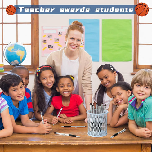 6 Pcs Basketball Ball Point Pen Metal Ballpoint Pen Black Ink Retractable Sports Pens Medium Point 0.5 mm Soft Grip Novelty Writing Party Favors f...