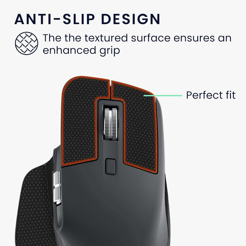 kwmobile Mouse Grip Tape Compatible with Logitech MX Master 3S Grip Tape - Non-Slip Faux Leather - Black...
