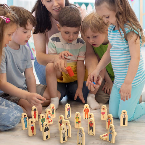 30 Pcs Wooden Community Helpers Toys Small Professionals Wooden Character Set Cute Career Blocks Wood People Figures for Classroom Open Ended Stem...