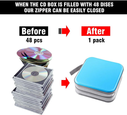 CD/DVD Case Wallet, 48 Capacity, Sky Blue, Plastic, Portable Storage Organizer...