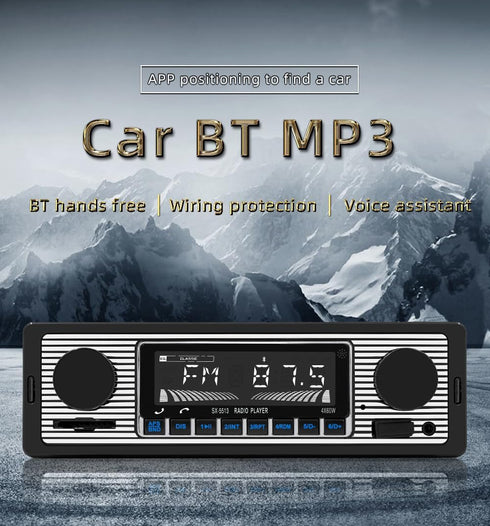 Classic Single Din Car Radio with Car Bluetooth BT,Car Stereo FM Radio,Hands Free Calling,Car Mp3 Player,Voice Control,USB,SD,AUX Port,Audio Recor...