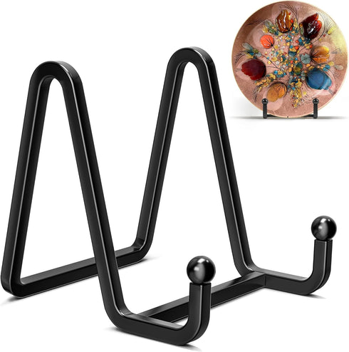3 Pack 3 Inch Plate Stands for Display - Metal Square Wire Plate Holder Display Stand + Picture Frame Stand Holder Easel for Decorative Plate, Boo...