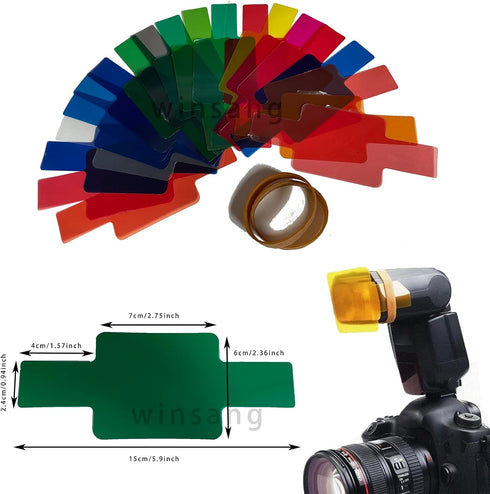 Universal Flash Gels Lighting Filter WS-1 20 pcs Combination Kits for Camera Flash Light...