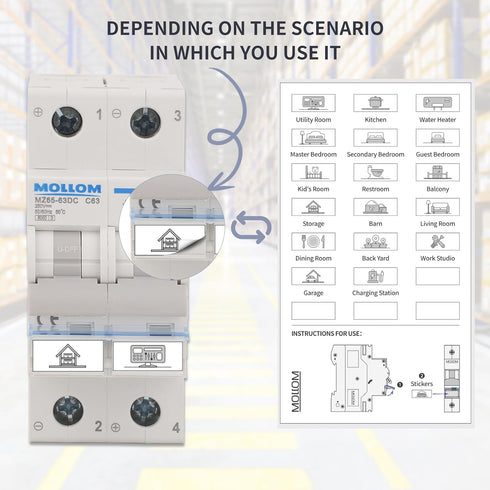 DC 2 Pole Miniature Circuit Breaker, 500V 50Amp, Thermal Magnetic Trip, 6KA Breaking Capacity MCB for Solar DC System, Ship, Solar Power Sysetm....