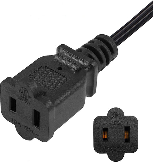 2-Pack Polarized USA Outlet Saver Power Extension Cord Cable 125V 10A 2-Prong 2 Outlets for NEMA 5-15P to NEMA 5-15R (1.6ft/50cm)...