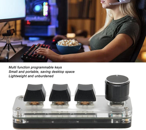 SUNGOOYUE USB 3 Key Keypad, Multifunctional Shortcut RGB Backlight Mini Mechanical Keyboard with Knob for DIY Programming Gaming...