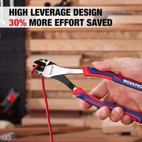 WORKPRO 8 Inch High Leverage Diagonal Pliers, Wire Cutters Heavy Duty in CRV Steel, Diagonal Cutters for Cutting Wires...