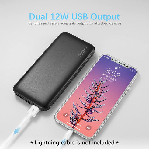 Miady 2-Pack 10000mAh Dual USB Portable Charger, USB-C Fast Charging Power Bank, Backup Charger for iPhone 15/14/13, Galaxy S23/22, Pixel and etc....