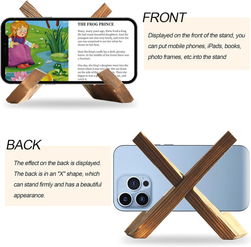 Picrit Plate Stand for Display - 4.5 Inch Stand + Detachable Wooden Picture Frame holder stand Picture, Decorative Plate, Book, Photo Easel for Di...