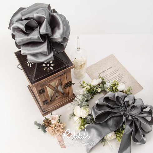 Ribbli Silver Satin Wired Ribbon 2.5 Inch Silver Christmas Ribbon for Gift Wrapping Wreaths Garland Tree Decoration Crafts Home Decor-Continous 20...