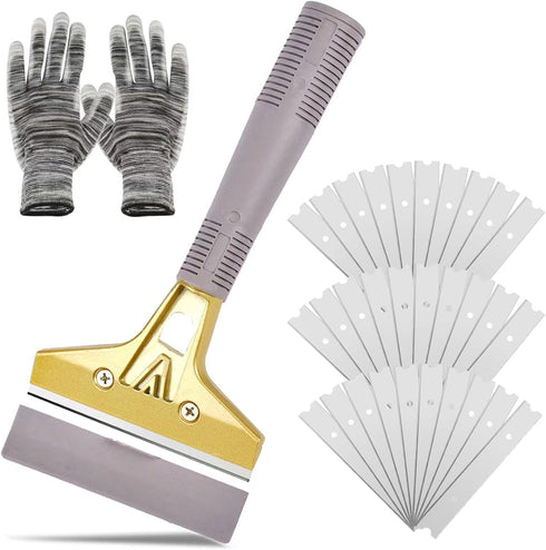 Razor Blade Scraper, 4 In Floor Scraper Tool with 30PCS Extra Metal Blades, Paint Scraper Ideal for Cleaning Stove Top, Windows, Glass, Tiles, Wal...