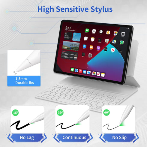Stylus Pen for iPad,12 Mins Fast Charging for Apple iPad Pencil with Palm Rejection, Tilt Sensitivity,Work for iPad Pro 11", iPad Pro 12.9" iPad A...