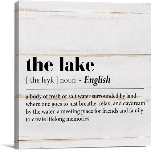 Country the Lake Definition Canvas Prints Wall Art Decor Desk Sign Lake Themed Poster Painting Framed Artwork 8 x 8 Inch Summer Rustic Home Shelf ...