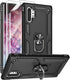 Androgate Samsung Galaxy Note 10+ Military-Grade Case with HD Screen Protectors & Metal Ring Holder Stand - Black...
