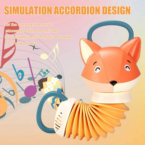 Accordion (Fox Shape) Music Educational Toys Cartoon Shape Kids Toddlers Preschool Music Toys with 12 Kinds of Sound Effects...