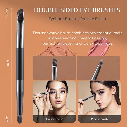ENERGY Travel Eye Makeup Brush Set Eyeshadow Eye Blending Eyeliner Under Eye Concealer Eye Brow Smudge Makeup Kit with Portable Compact Mirror Cas...
