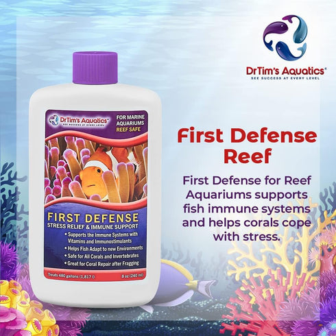 DrTim's Aquatics First Defense for Reef Aquariums – Stress Relief & Immune System Support with Vitamins Immunostimulants Fish Tanks - 4 oz....