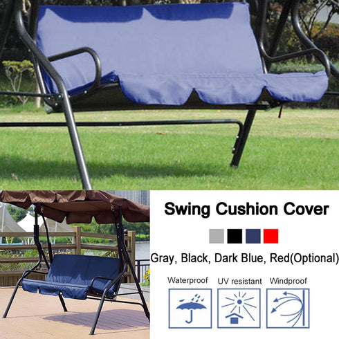 Swing Cushion Cover, Hammock Waterproof Seat Replacement Sleeve Swing Chair Bench Protection Cover Polyester Taffeta for 3 Seater Outdoor Furnitur...