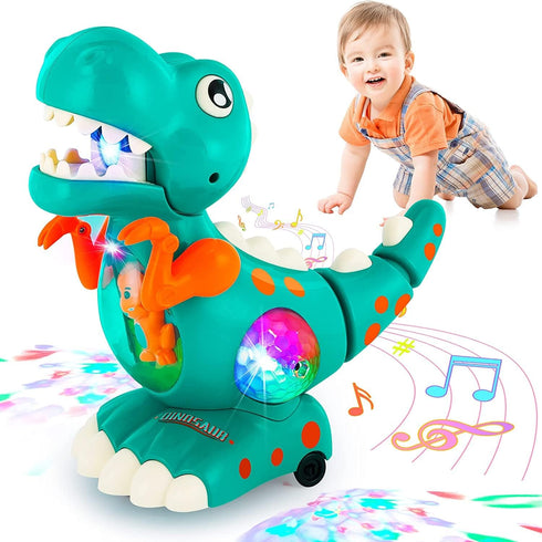 Baby Toys for Newborn, Dinosaur Tummy Time Toys, Light Up Musical Crawling Infant Toy for 0-6 6-12 Months, Children's Day Birthday Shower Gifts fo...