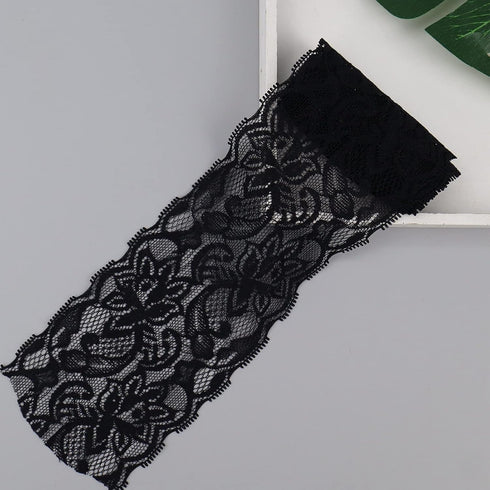 Elastic Lace Trim 10 Yards Black Lace Ribbon Floral Pattern Stretchy Lace Fabric for Sewing, Garment, DIY Crafts and Gift Wrapping...