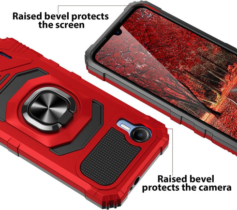 TJS Compatible for Cricket Debut S2 Case, AT&T Calypso 4 Case, Metal Ring Magnetic Support Kickstand Heavy Duty Drop Protection Cover Phone Case (...