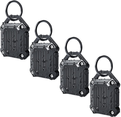 DOVICK- Waterproof Airtag Keychain Holder Case,Screw Full Cover Compatible with Apple Air Tag Tracker Key Ring 4 Pack Black......